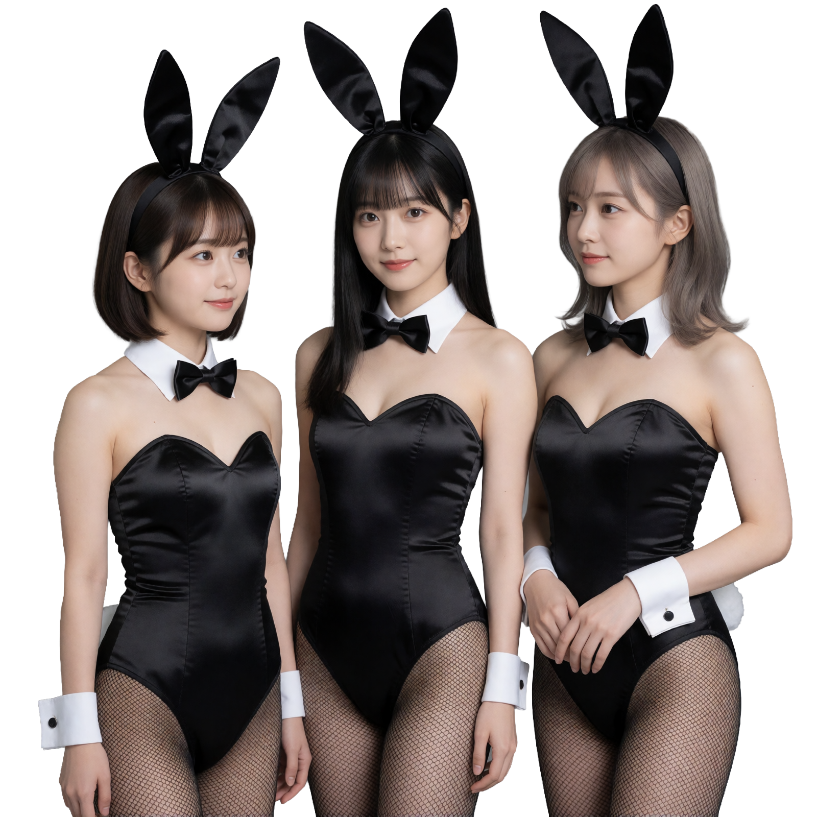 3人のキャストが自然に視線を交わすAIイメージ